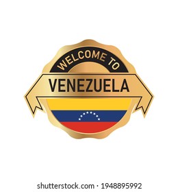 Welcome to VENEZUELA logo badge with  flag
