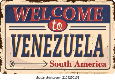 welcome to venezuela vintage rusty grungy logo metal sign