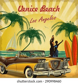 Welcome to Venice Beach, California retro poster.