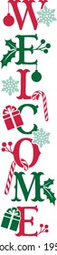 Welcome Vertical Porch Sign | Christmas themed 