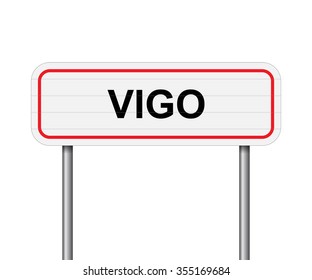 Welcome to Vigo, Spain road sign vector