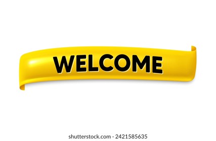 Welcome vintage ribbon banner. Graphic element with Welcome text. Design ribbon engrave element. Sticker for shop product tag, new label banner or sale poster frame. Vector illustration