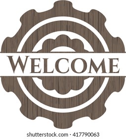 Welcome vintage wooden emblem
