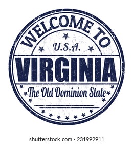 Welcome to Virginia grunge rubber stamp on white background, vector illustration