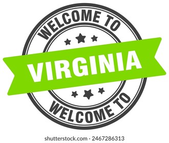 Welcome to Virginia stamp. Virginia round sign isolated on white background