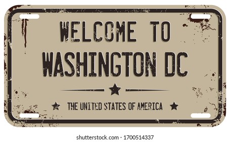 Welcome To Washington DC Message on Damaged License Plate