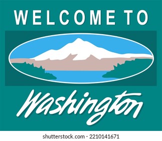 Welcome to Washington state in green background 