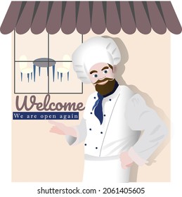 welcome we are open again banner chef invite clients