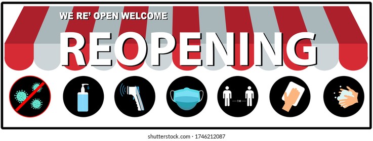 Welcome we're open.Can be used for businesses to show they are still open during the coronavirus pandemic.