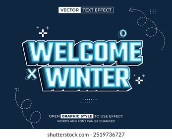 welcome winter editable text, font effect, 3d text for title