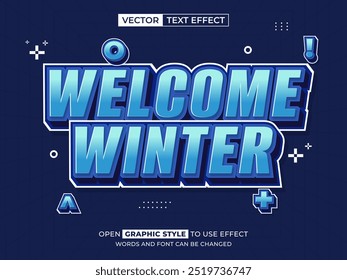 welcome winter editable text, font effect, 3d text for title