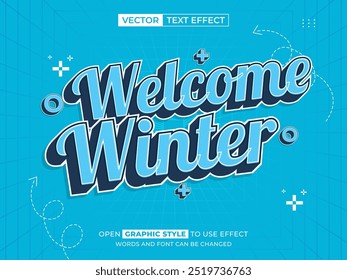 willkommen Winter editierbarer Text, Schrifteffekt, 3D-Text für Titel