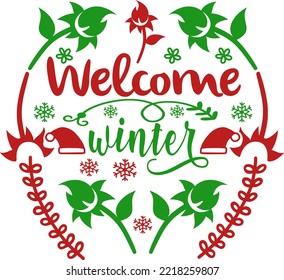 Welcome winter. Matching Family Christmas Shirts. Christmas Gift. Family Christmas. Sticker Christmas. Card.