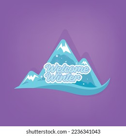 welcome winter. mountain ice vector illustration. suitable for Christmas badge, sticker and decoration