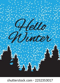 welcome winter silhouette illustration vector