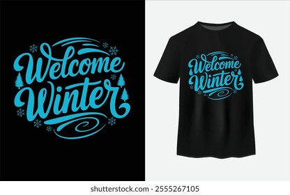 Welcome Winter. Winter typography t-shirt design vector.
