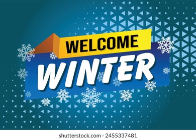 welcome winter word text concept icon logo sign symbol vector note blue style for use landing page, template, social media, web, mobile app, poster, banner, flyer, background, gift card, coupon

