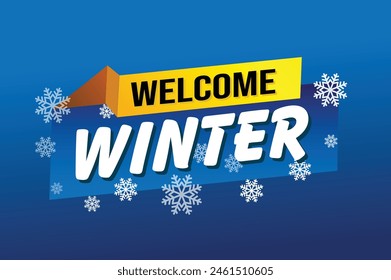 welcome winter word text concept icon logo sign symbol vector note blue style for use landing page, template, social media, web, mobile app, poster, banner, flyer, background, gift card, coupon

