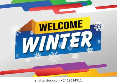 welcome winter word text concept icon logo sign symbol vector note blue style for use landing page, template, social media, web, mobile app, poster, banner, flyer, background, gift card, coupon

