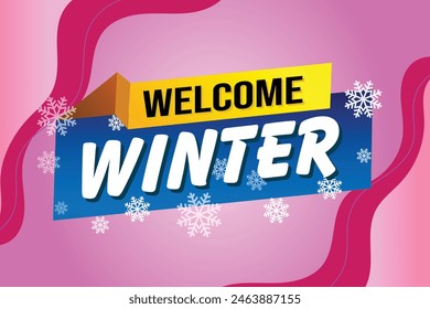 welcome winter word text concept icon logo sign symbol vector note blue style for use landing page, template, social media, web, mobile app, poster, banner, flyer, background, gift card, coupon

