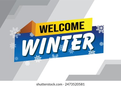 welcome winter word text concept icon logo sign symbol vector note blue style for use landing page, template, social media, web, mobile app, poster, banner, flyer, background, gift card, coupon

