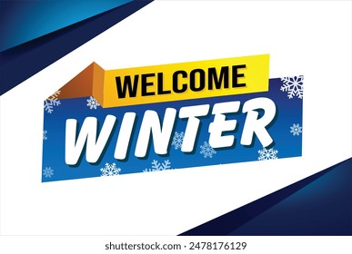 welcome winter word text concept icon logo sign symbol vector note blue style for use landing page, template, social media, web, mobile app, poster, banner, flyer, background, gift card, coupon

