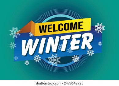 welcome winter word text concept icon logo sign symbol vector note blue style for use landing page, template, social media, web, mobile app, poster, banner, flyer, background, gift card, coupon

