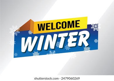 welcome winter word text concept icon logo sign symbol vector note blue style for use landing page, template, social media, web, mobile app, poster, banner, flyer, background, gift card, coupon

