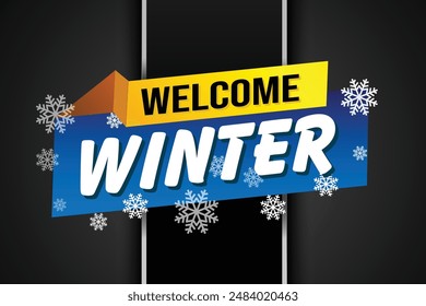 welcome winter word text concept icon logo sign symbol vector note blue style for use landing page, template, social media, web, mobile app, poster, banner, flyer, background, gift card, coupon

