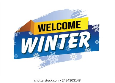 welcome winter word text concept icon logo sign symbol vector note blue style for use landing page, template, social media, web, mobile app, poster, banner, flyer, background, gift card, coupon

