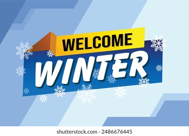 welcome winter word text concept icon logo sign symbol vector note blue style for use landing page, template, social media, web, mobile app, poster, banner, flyer, background, gift card, coupon

