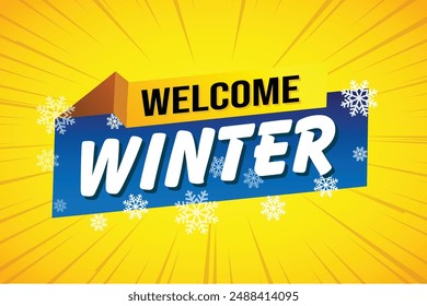 welcome winter word text concept icon logo sign symbol vector note blue style for use landing page, template, social media, web, mobile app, poster, banner, flyer, background, gift card, coupon

