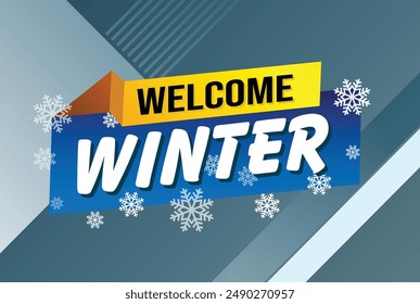 welcome winter word text concept icon logo sign symbol vector note blue style for use landing page, template, social media, web, mobile app, poster, banner, flyer, background, gift card, coupon

