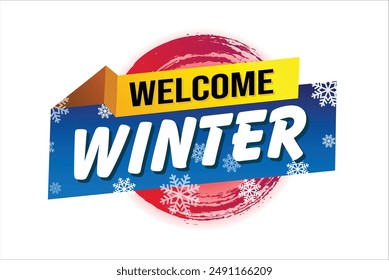 welcome winter word text concept icon logo sign symbol vector note blue style for use landing page, template, social media, web, mobile app, poster, banner, flyer, background, gift card, coupon

