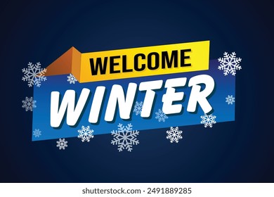 welcome winter word text concept icon logo sign symbol vector note blue style for use landing page, template, social media, web, mobile app, poster, banner, flyer, background, gift card, coupon

