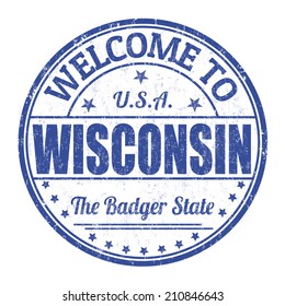 Welcome to Wisconsin grunge rubber stamp on white background, vector illustration