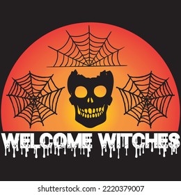 Archivo de vectores de diseño de camisetas de bienvenida para brujas.