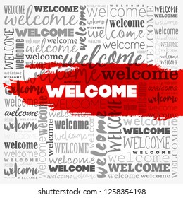 WELCOME word cloud collage, business concept background