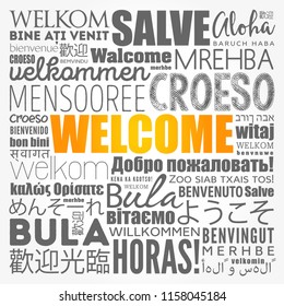 WELCOME word cloud in different languages, concept background