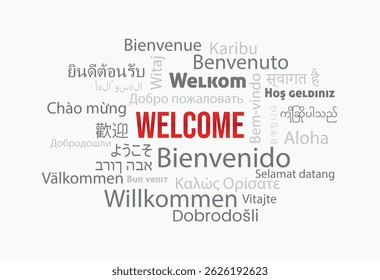 welcome word cloud in different languages background concept