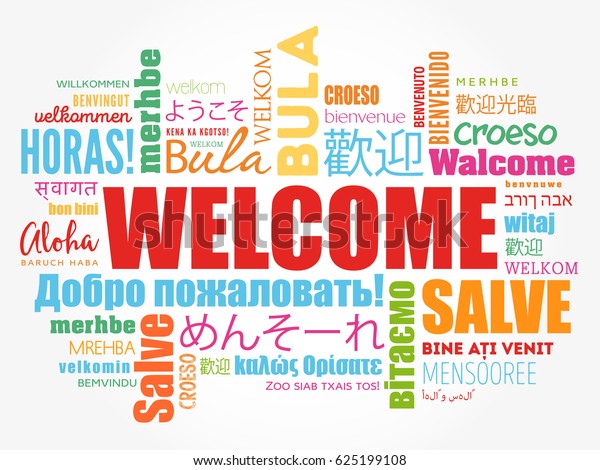 WELCOME word cloud in different languages,\
conceptual background