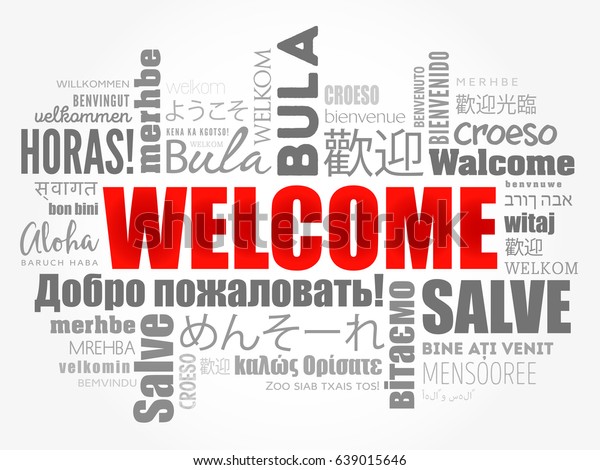 WELCOME word cloud in different languages,\
conceptual background