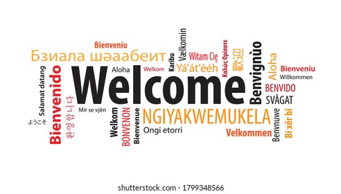 Welcome Word Cloud on a White Background