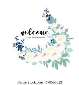 welcome word hand drawn with flower rose