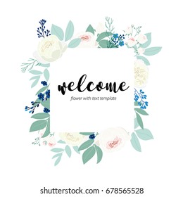 welcome word hand drawn with flower rose