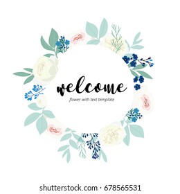 welcome word hand drawn with flower rose