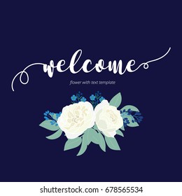 welcome word hand drawn with flower rose