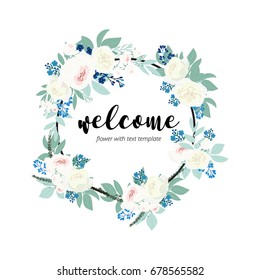 welcome word hand drawn with flower rose