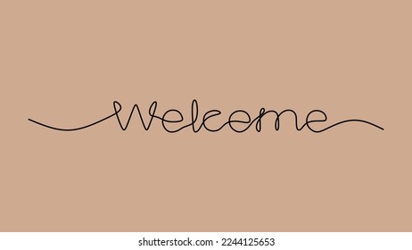 Welcome word text oneline continuous editable line art
