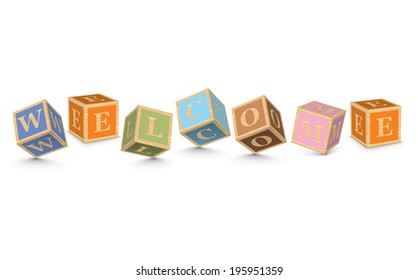 WELCOME written with alphabet blocks - vector illustration